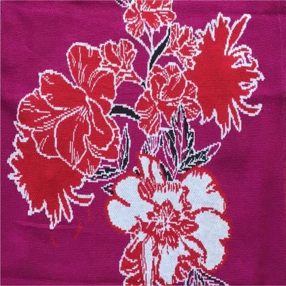 Badgley Mischka Cherry Blossom Jacquard Cardigan Sweater Coat Duster Floral